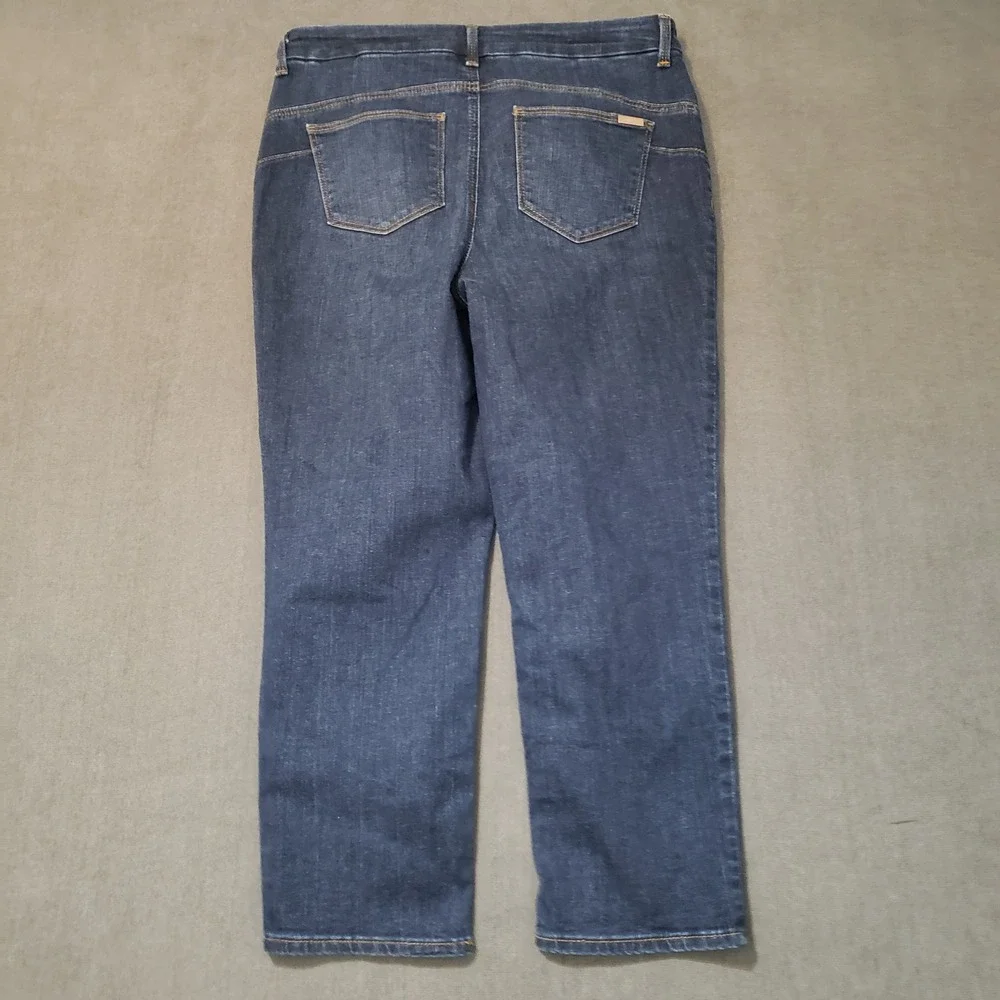 Chico's So Lifting Crop Jeans Womens 6 Dark Blue‎ Denim Stretch Pants